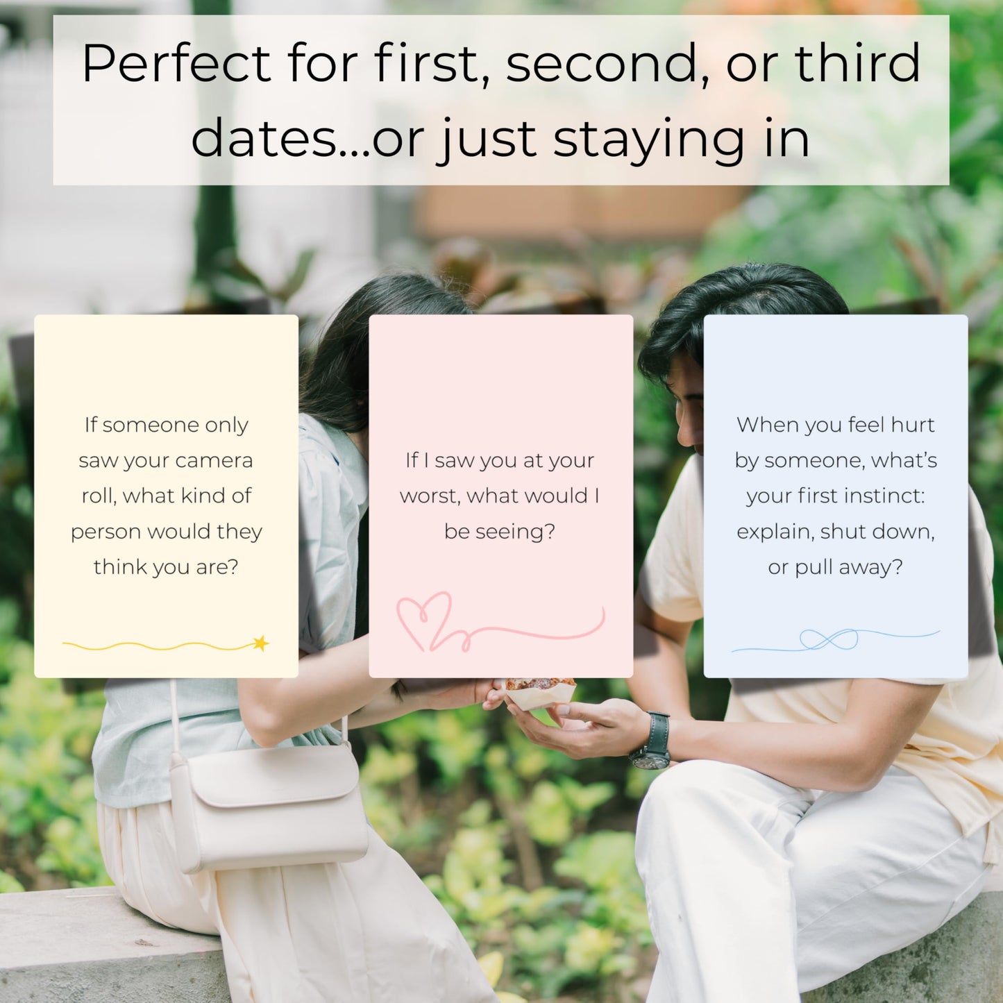 Kindred Bits First Date Energy - Conversation Cards for Couples with 100 Questions & Fun Games - Card Games for First Dates, Deep Connection & Laughs