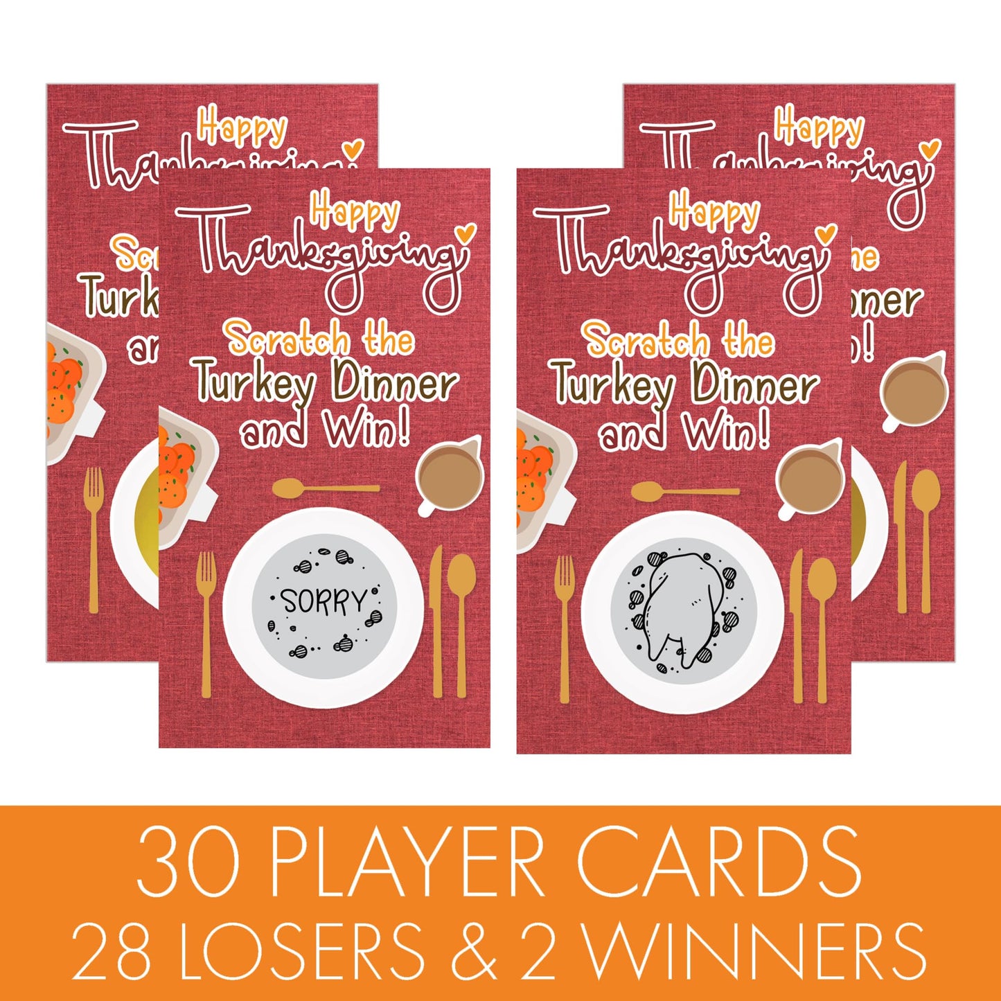 DISTINCTIVS Thanksgiving Party Game, 30 Player Scratch Off Cards, Friendsgiving Party Games