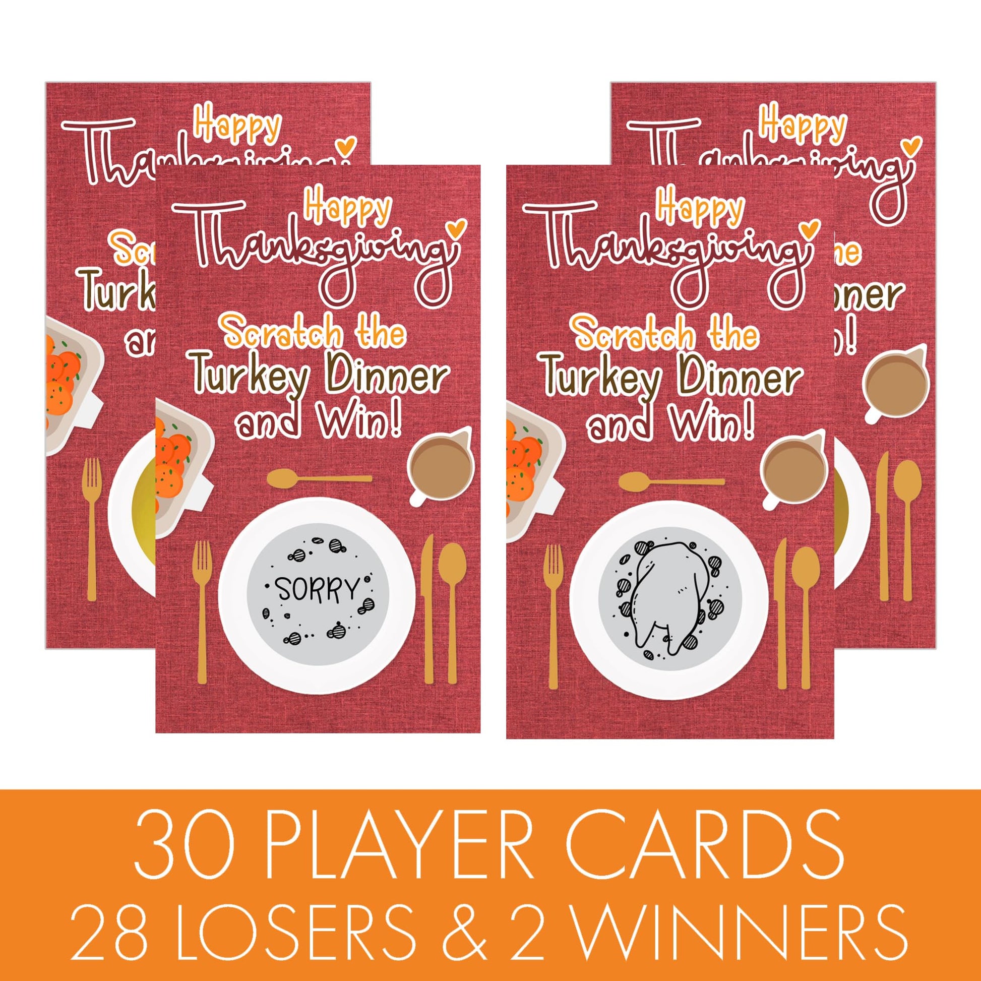 DISTINCTIVS Thanksgiving Party Game, 30 Player Scratch Off Cards, Friendsgiving Party Games