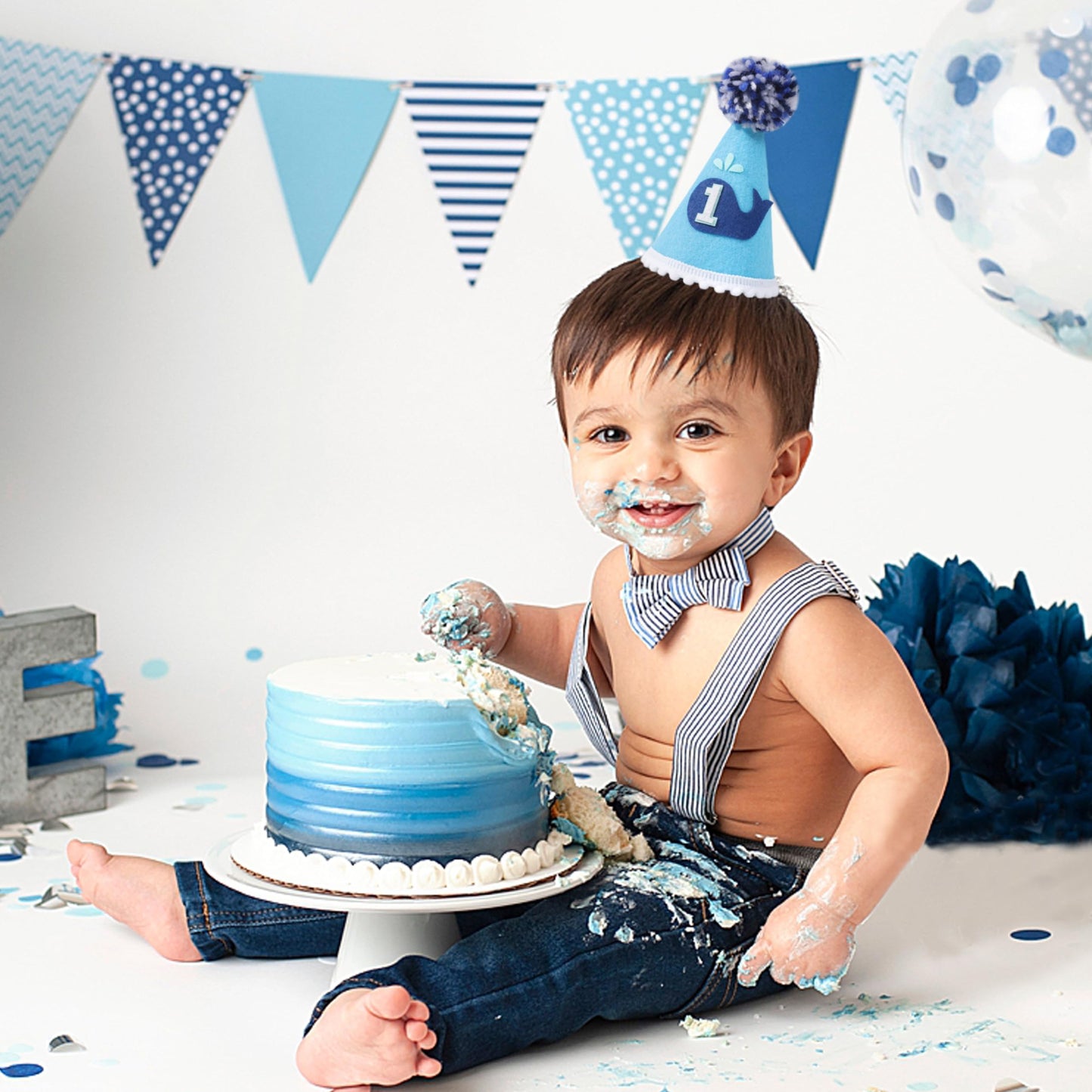 YOUAME 1st Birthday Party Hat - Whales Crown for Baby's First Birthday Party, Decorations and Photo Props