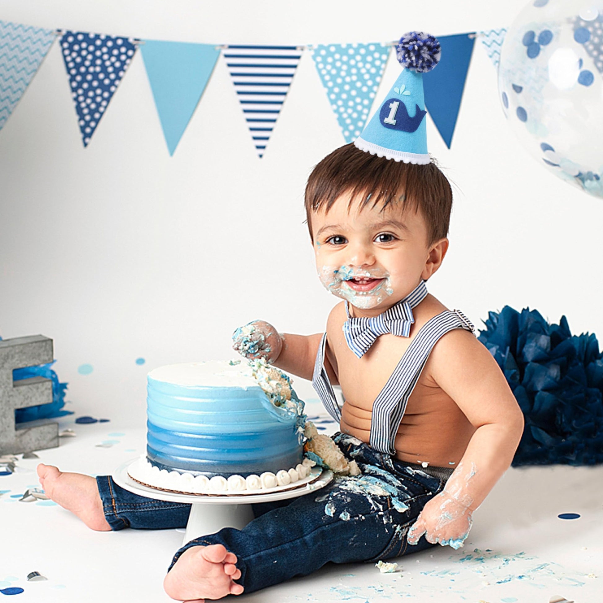 YOUAME 1st Birthday Party Hat - Whales Crown for Baby's First Birthday Party, Decorations and Photo Props