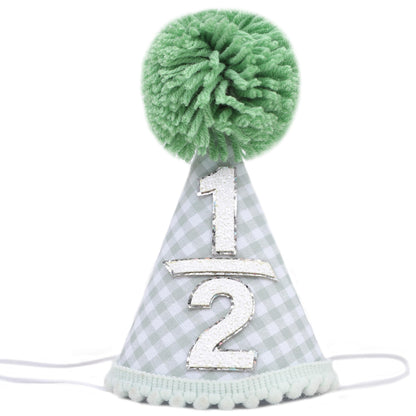 WAHAWU 1/2 Birthday Hat - Cutie Six Months Party Decorations, Green Glitter Half Party Crown, 1/2 Birthday Hat Costume Headwear, For He Or Her Cake
