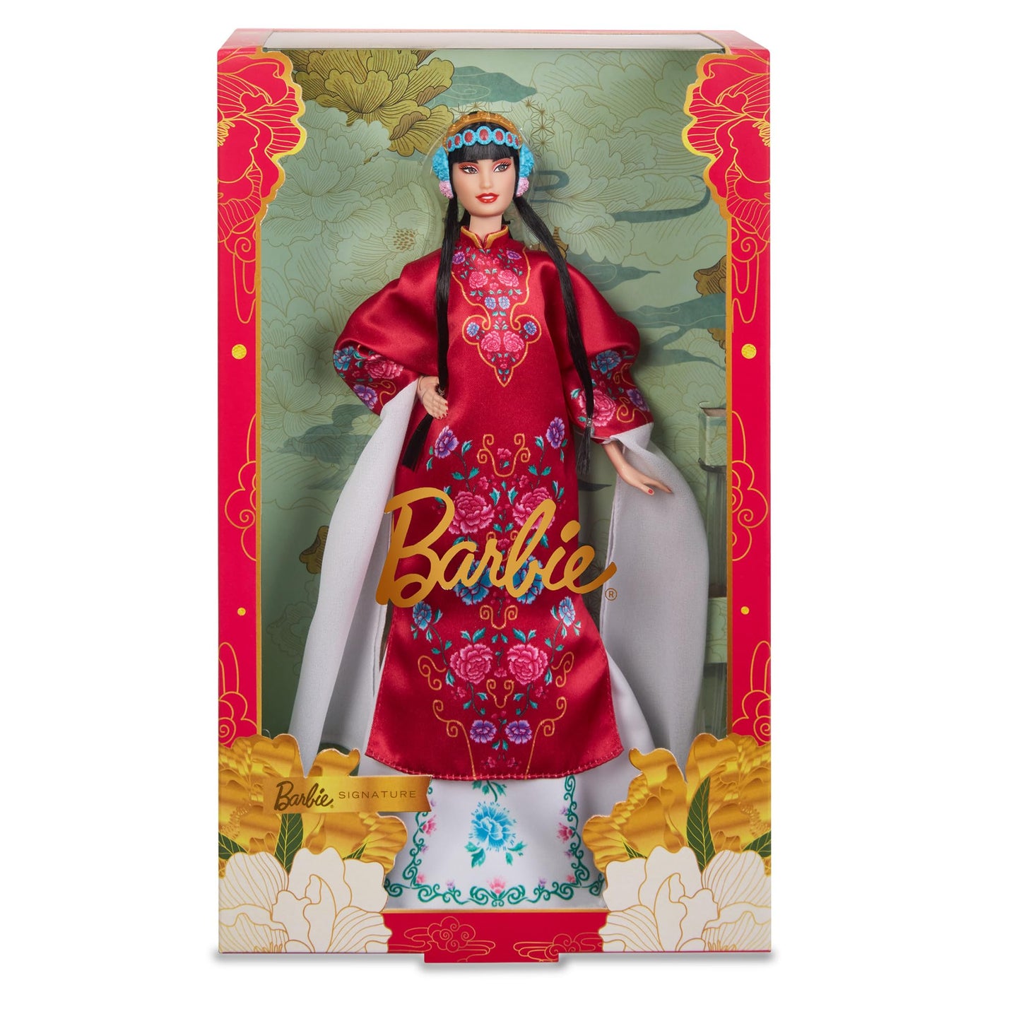 Barbie Signature Lunar New Year Doll in Red Floral Robe & Traditional Accessories Inspired by the Peking Opera, Collectible with Stand & Certificate