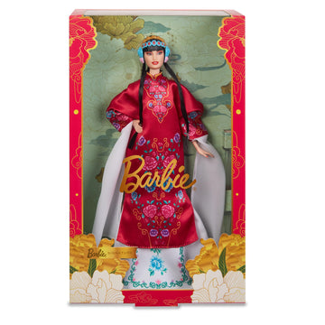 Barbie Signature Lunar New Year Doll in Red Floral Robe & Traditional Accessories Inspired by the Peking Opera, Collectible with Stand & Certificate