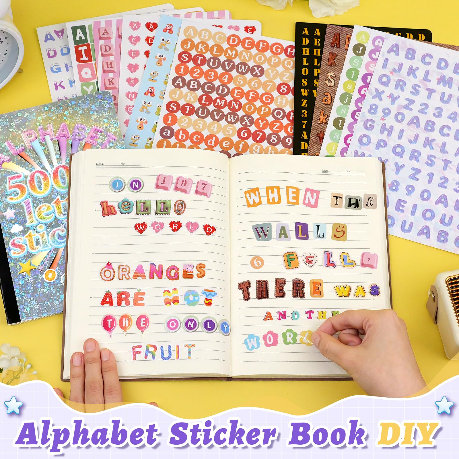 Letter Stickers, 5000 PCS+ Alphabet Stickers Book, Self-Adhesive Colorful Stickers Letters & Numbers for Junk Journal Supplies Kids DIY Crafts