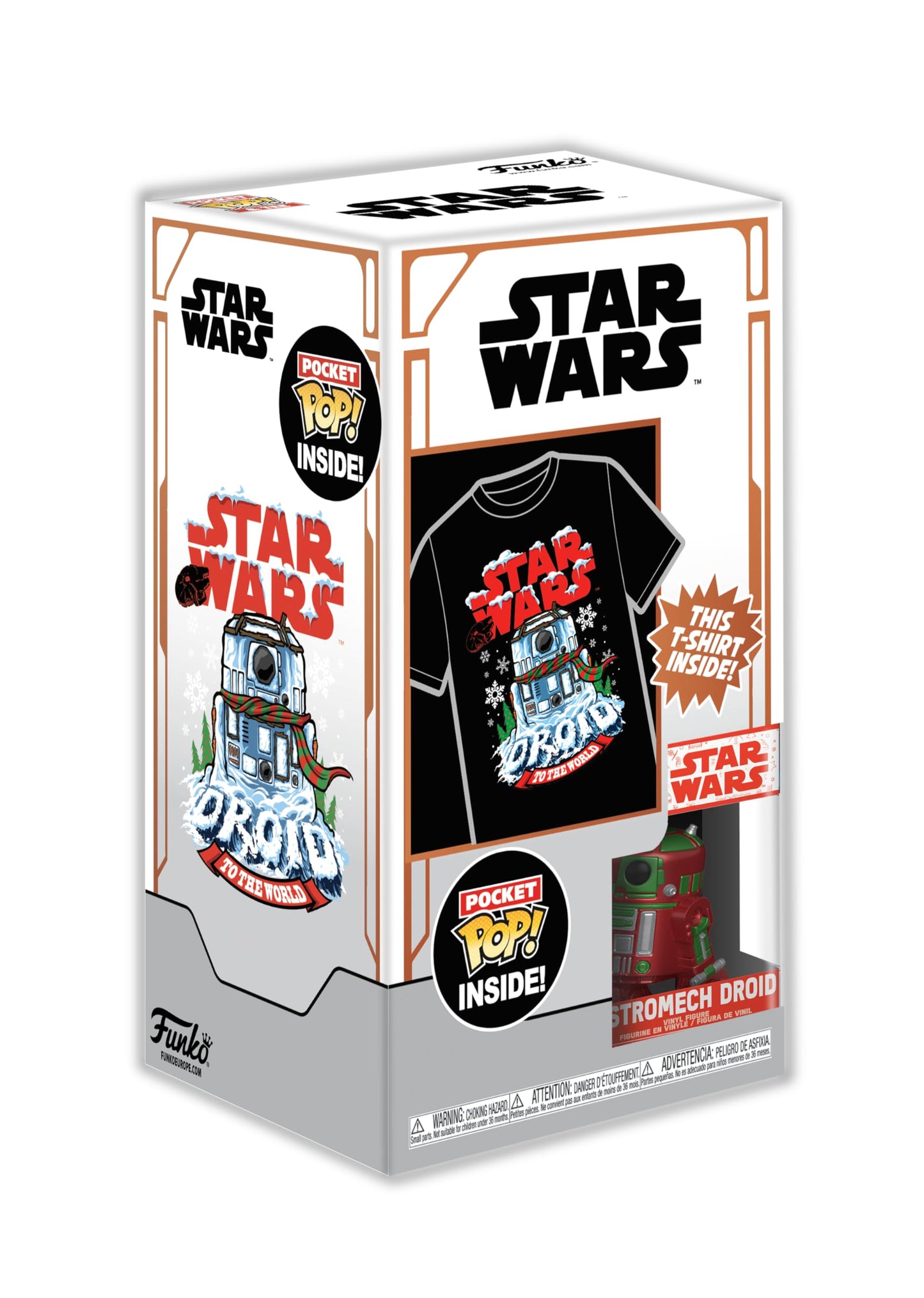Funko Pocket POP! & Tee: Star Wars-Holiday R2D2 - Metallic - Small - (S) - T-Shirt - Clothes with Collectable Vinyl Minifigure - Gift Idea - Toys and