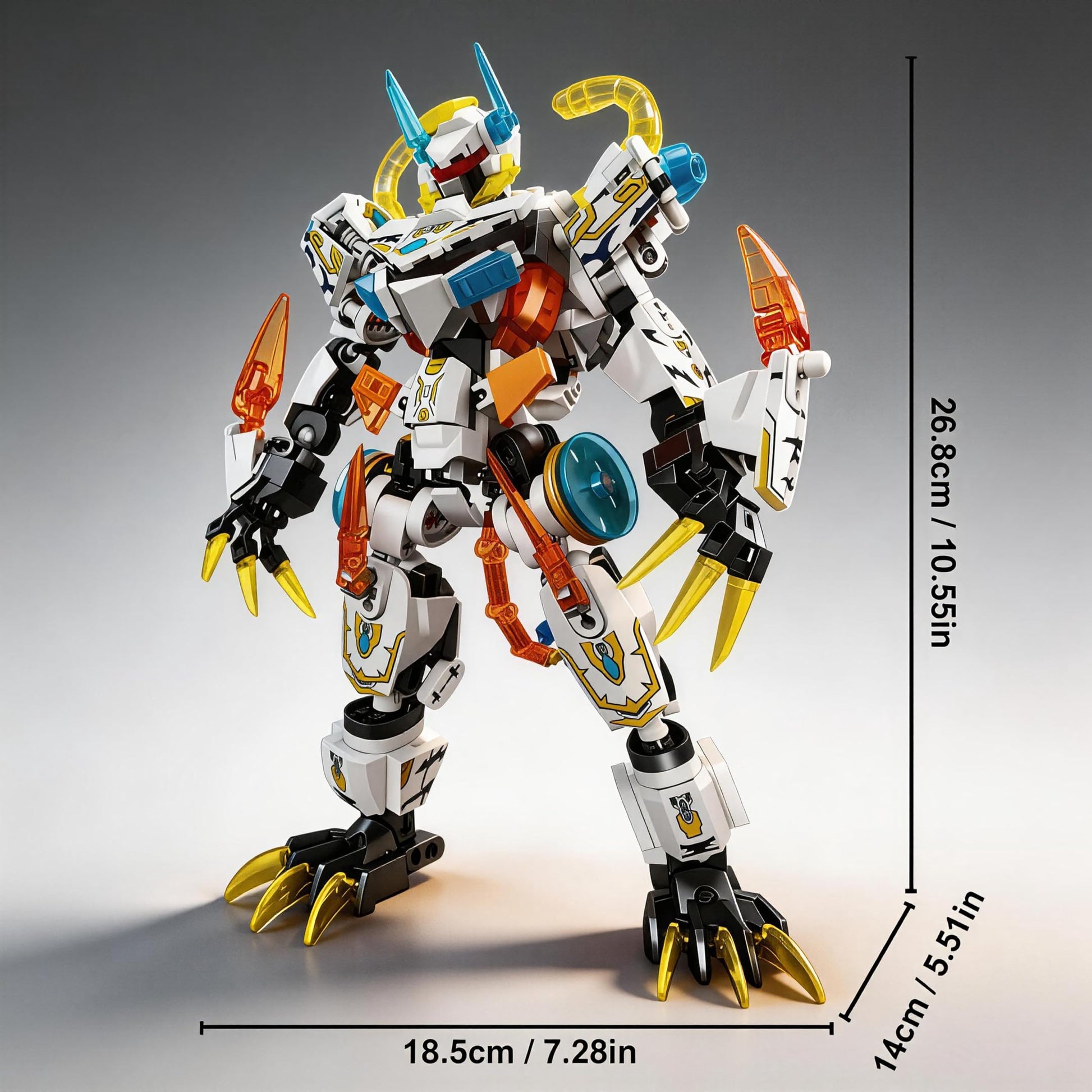 kececo Mech Building Blocks Action Figure Toys, 2in1 White Tiger Transforming Robot Building Set, Converts to Tiger Model, for Adults Kids Boys Ages