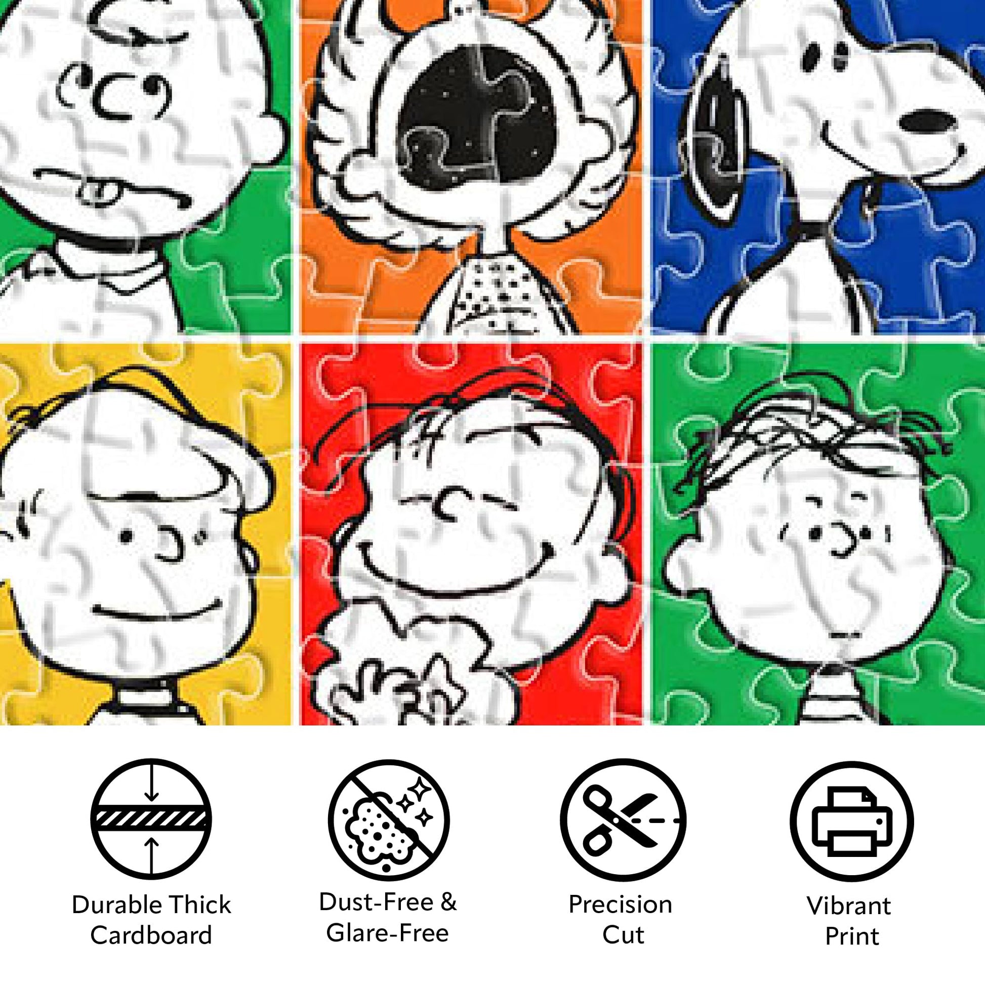 Aquarius Peanuts 500 Piece Collage Puzzle for Adults - 75th Anniversary Portraits Charlie Brown Snoopy Merchandise 14"x19" Collectible Gifts