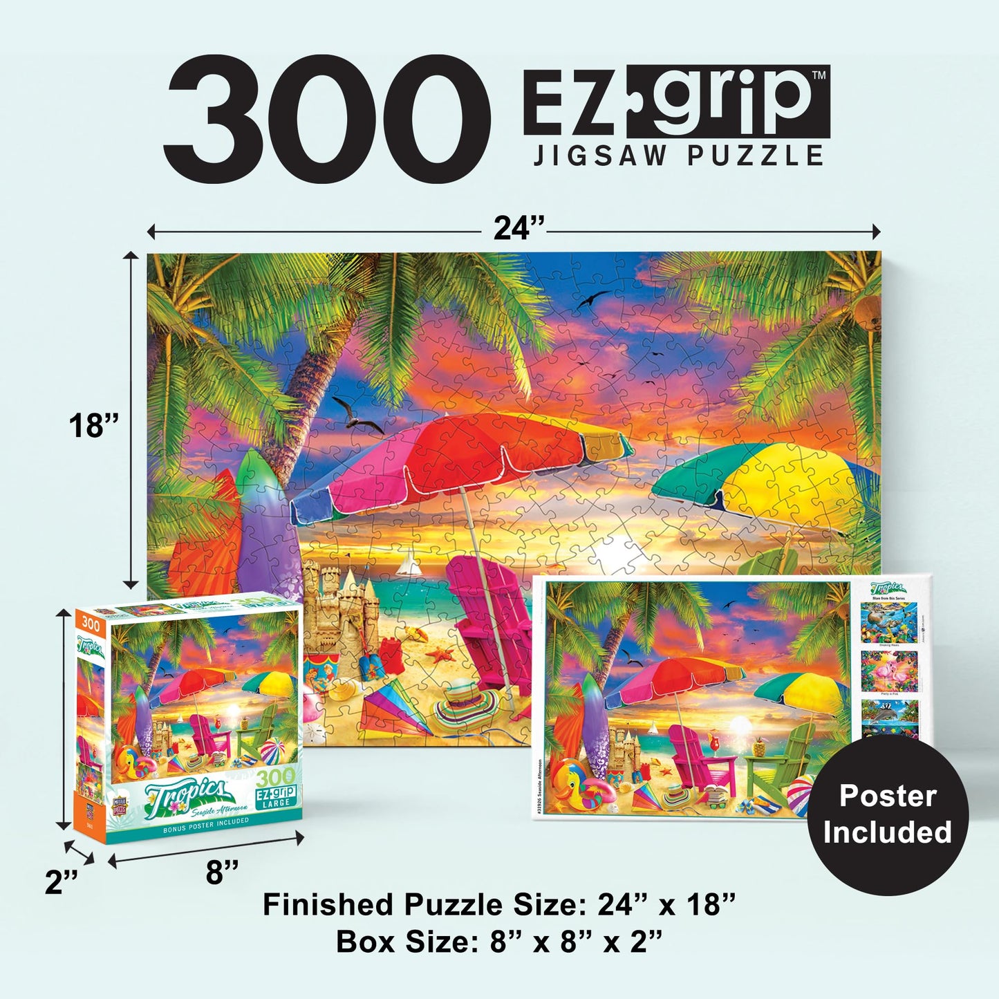 MasterPieces 300 Piece EZ Grip Jigsaw Puzzle - Seaside Afternoon - 18"x24"