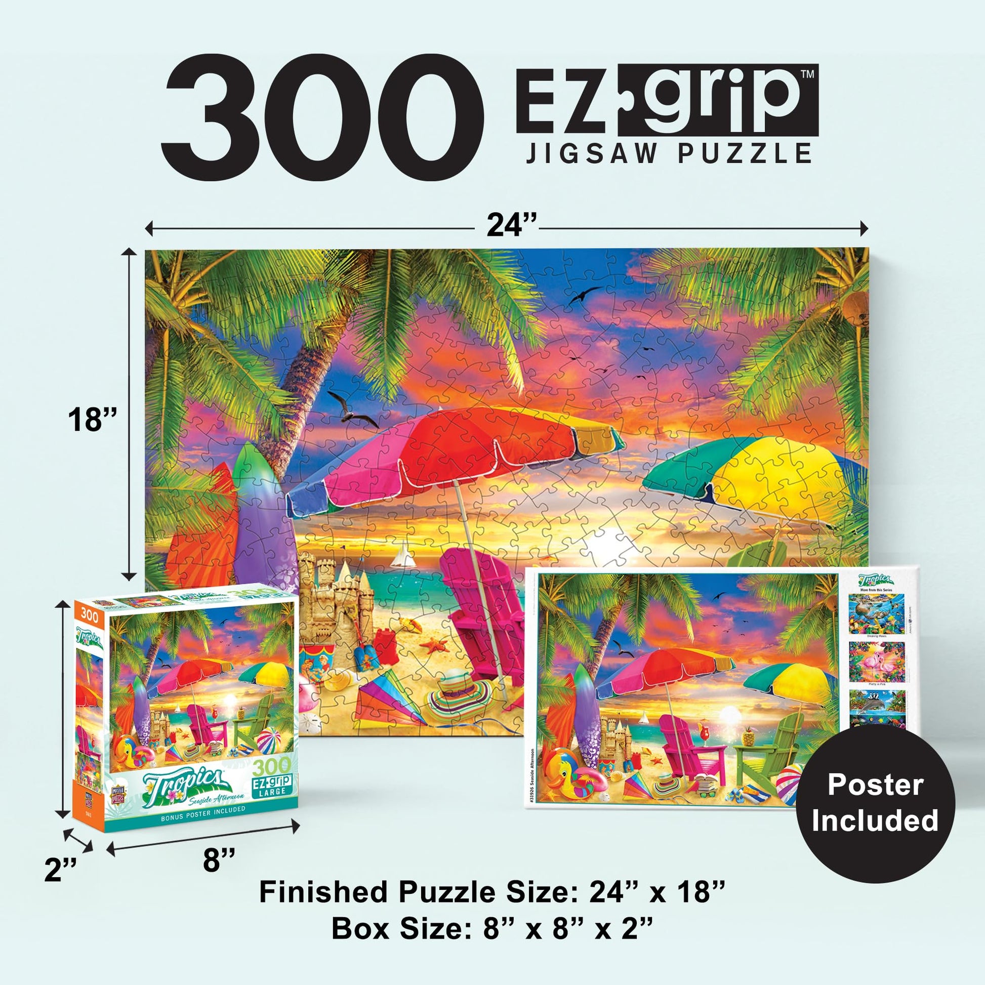 MasterPieces 300 Piece EZ Grip Jigsaw Puzzle - Seaside Afternoon - 18"x24"
