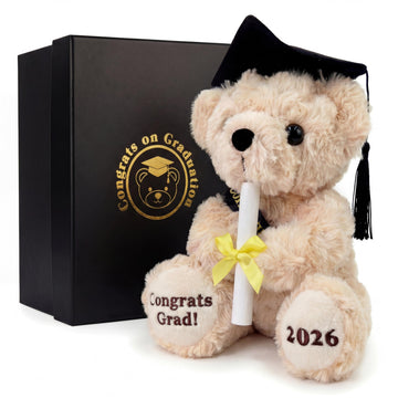 Hellmei Kindergarten Graduation Gifts 2026, Cute Graduation Plush Bear in Gift Box for Kids, 8" Washable Stuffed Animal Graduation Cap and Gown