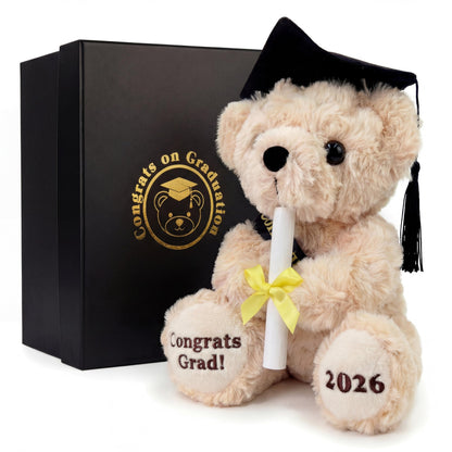 Hellmei Kindergarten Graduation Gifts 2026, Cute Graduation Plush Bear in Gift Box for Kids, 8" Washable Stuffed Animal Graduation Cap and Gown