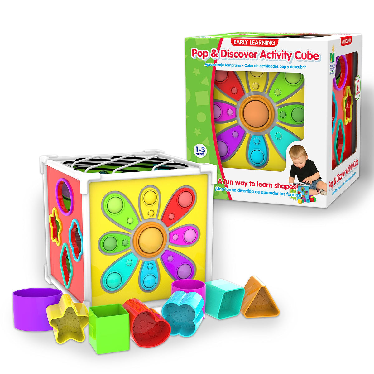 The Learning Journey: Pop & Discover Activity Cube - Fun Montessori Early Educational - Sensory Toy for Kids - Autism - Pop It Baby Toddler Toys