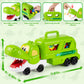 JOYIN Dinosaur Toys for Kids 18M+, Dinosaur Carrier Truck with 3 Rubber Car Vehicles Internal Slide Rails, Todder Toys with Music & Lights Birthday