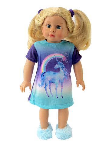 American Fashion World Unicorn Nightgown Pajamas for 18-Inch Dolls | Premium Quality & Trendy Design