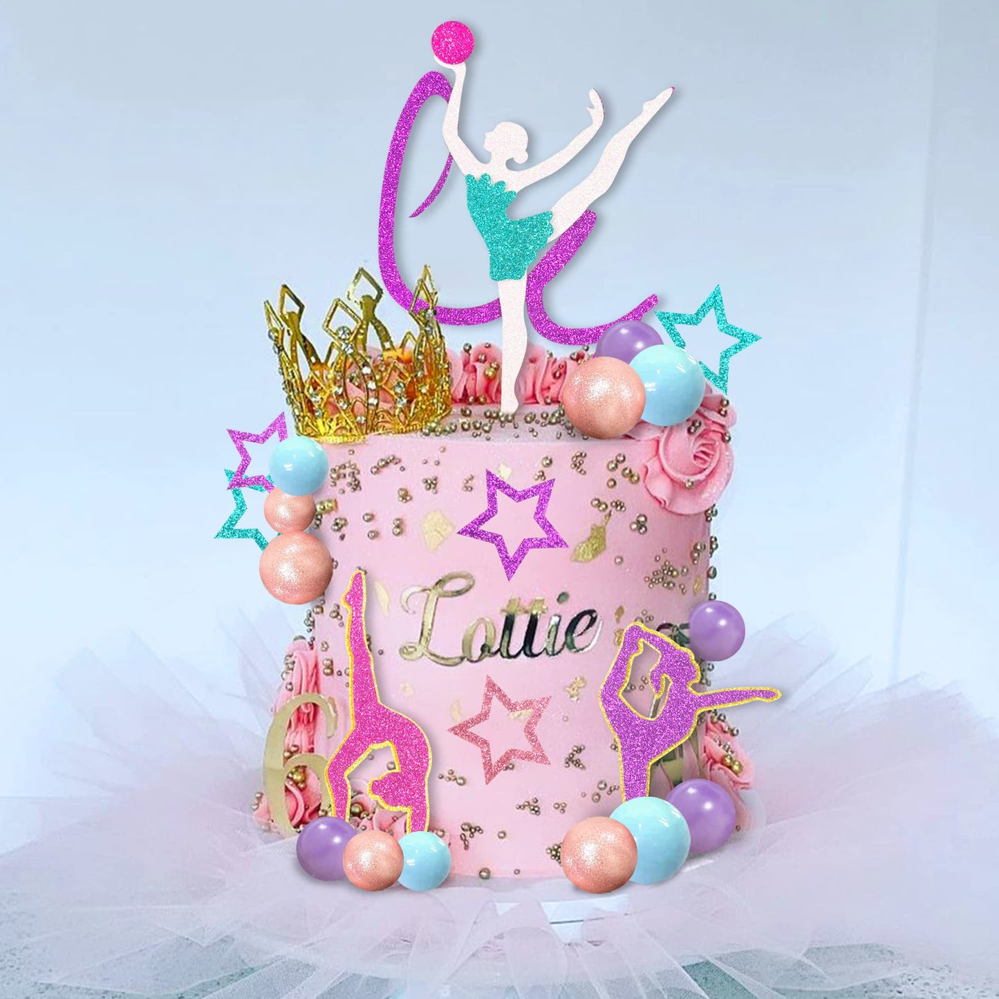27 PCS Gymnastics Cake Toppers Gymnastics Balls Cake Decorations for Gymnastic Theme Birthday Supplies (Gymnastic)
