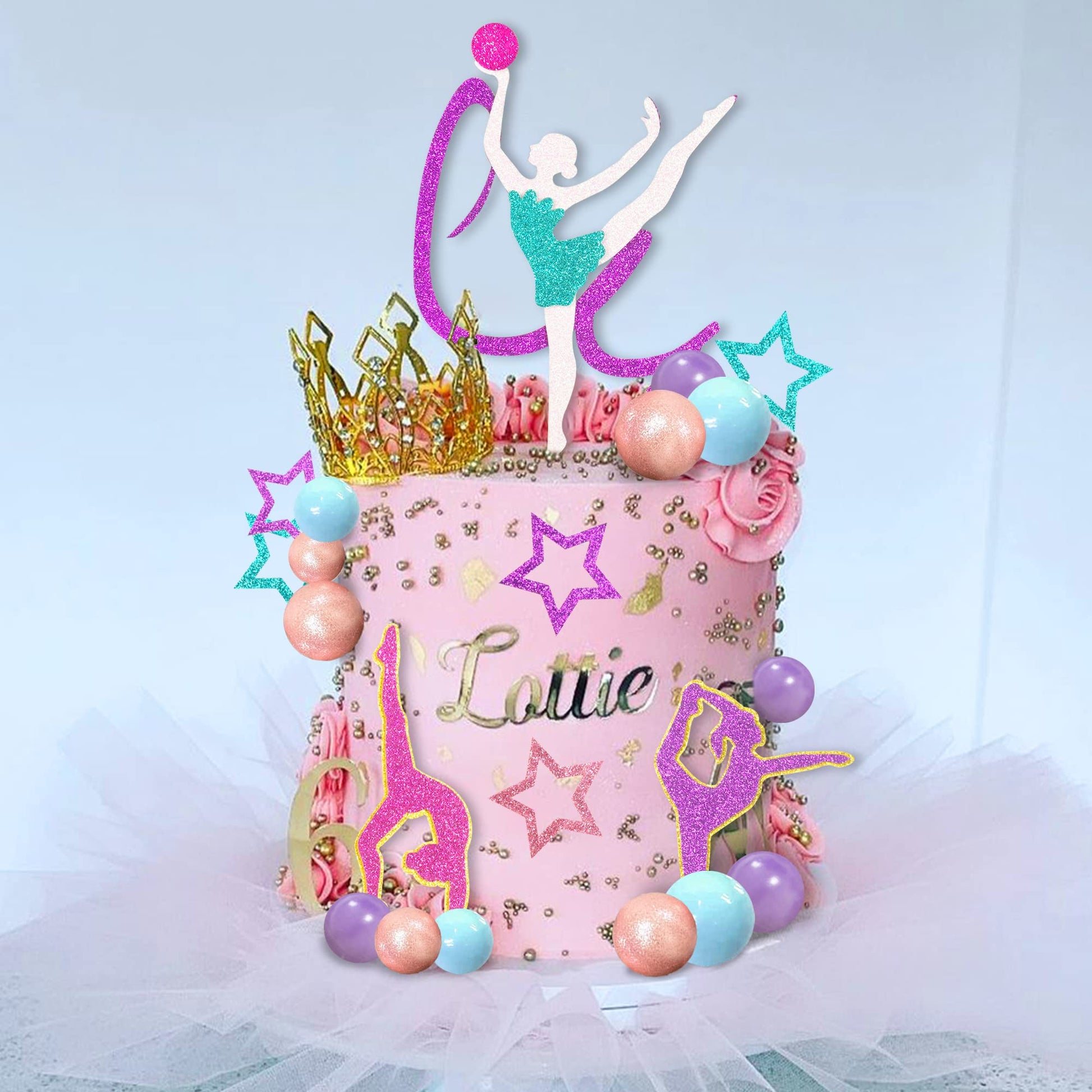 27 PCS Gymnastics Cake Toppers Gymnastics Balls Cake Decorations for Gymnastic Theme Birthday Supplies (Gymnastic)