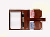Hebronite Playing Card Case - Fits Two Decks - Vegan Leather - Space for Pen and Notepad - Poker Case (Brown)