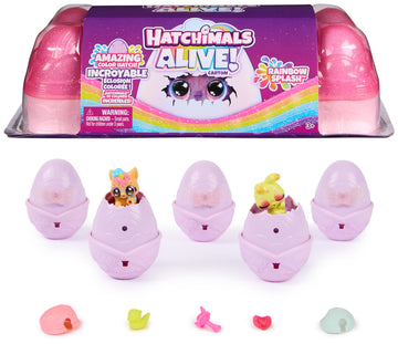 Hatchimals Alive, Rainbow Splash Carton, 5 Surprise Eggs, Ages 3+