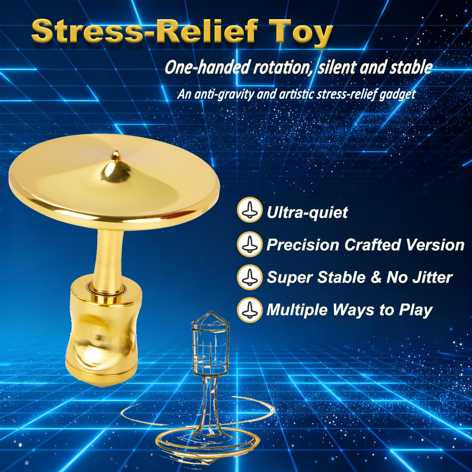 Metal Gyroscope, Champagne Gold, Medium Size