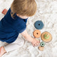 Pearhead Wooden Rainbow Stacking Ring Toy, Montessori Baby Stacker