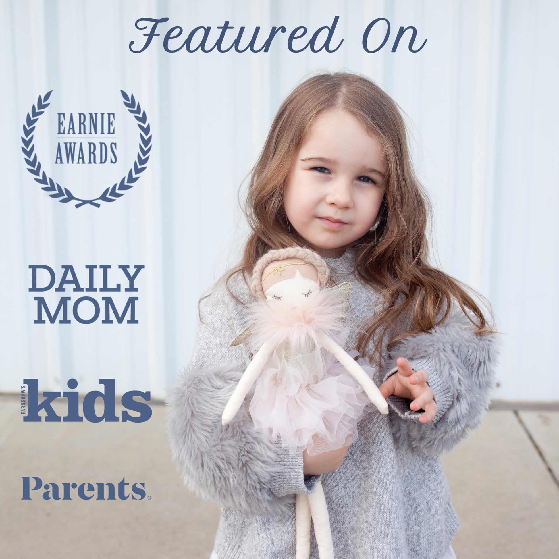 MON AMI Angel Stuffed Doll - 15", Soft Elegant Plush Doll for Little Girls, Use as Toy or Room Decor