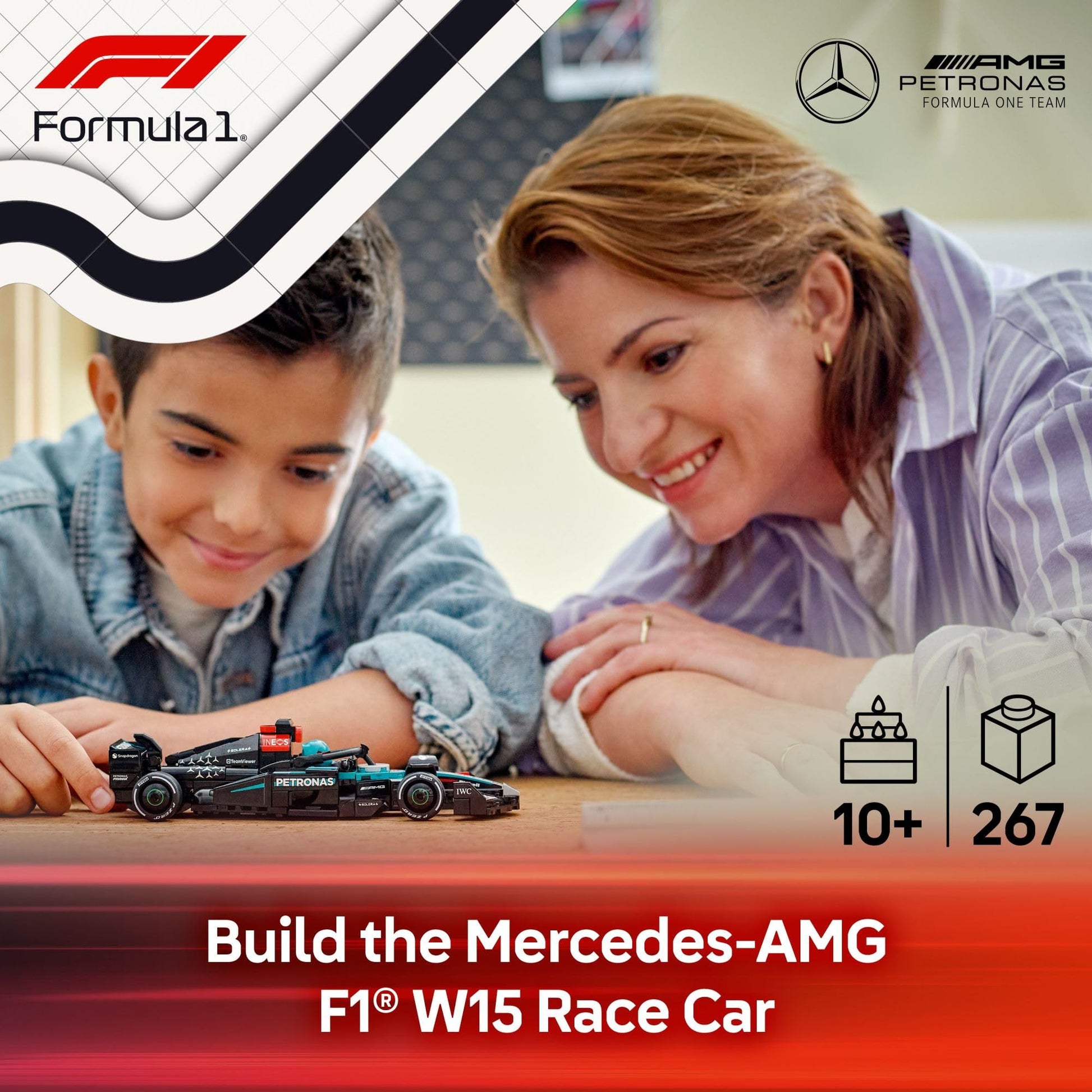 LEGO Speed Champions Mercedes-AMG F1 W15 Race Car Toy - Building Set for Kids, Boys & Girls, Ages 10+ - Toy Car for F1 Fans - Gift Idea for Birthday