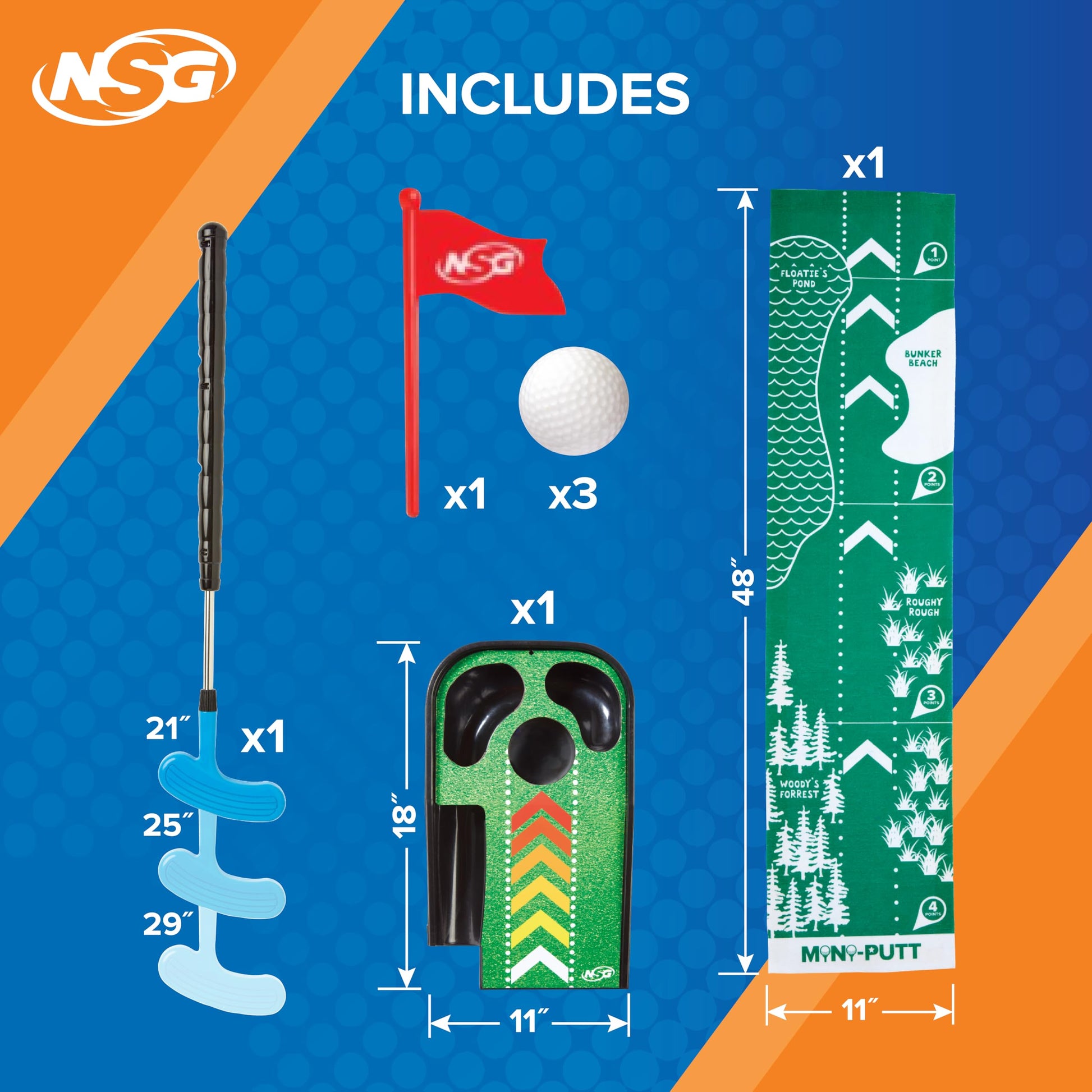 NSG Electronic Mini Golf Putting Game for Kids - Indoor Golf Toy with 4ft Mat, Aiming Pin Flag, Auto Ball Return, Cheers & Sounds, Lights, 3 Balls
