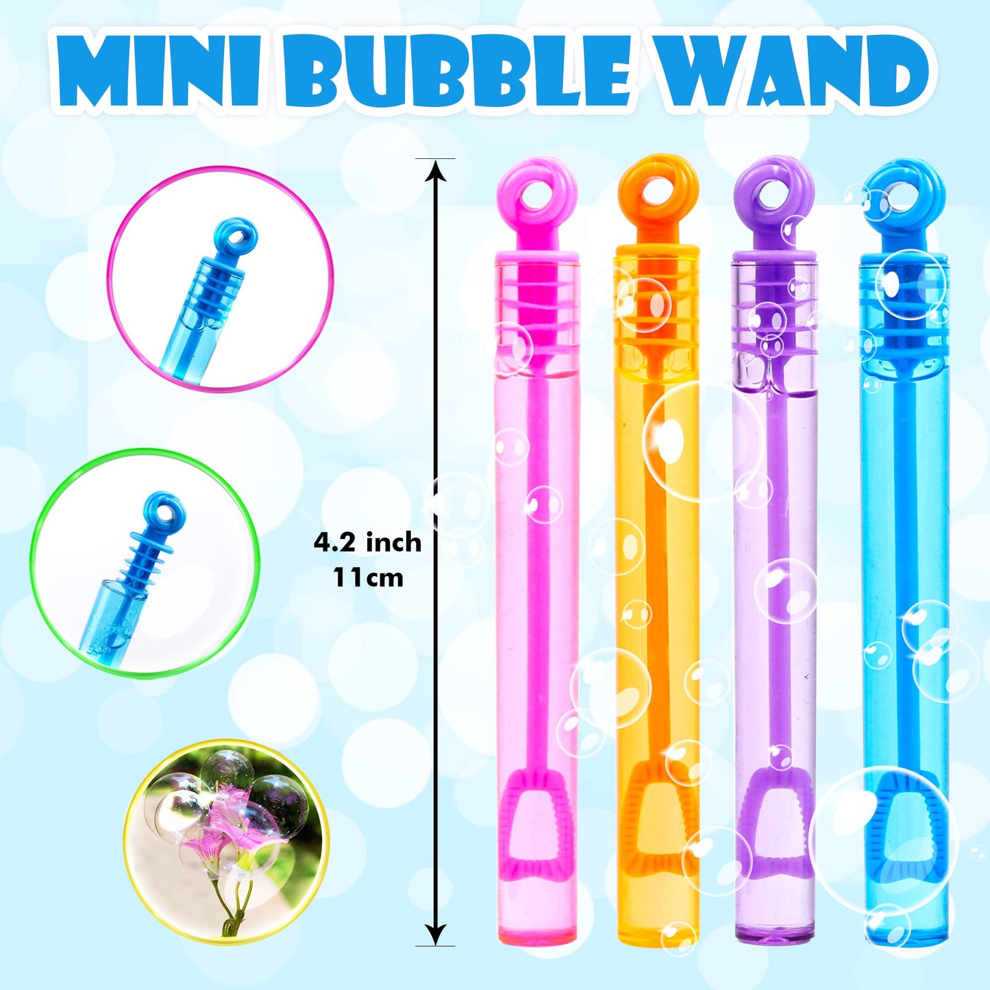 Inscraft Bubble Wand, 120 Pack Mini Bubble Wands Bulk 15 Colors for Halloween, Summer Toys, Wedding, Outdoor Indoor Activity Use, Bubbles Party
