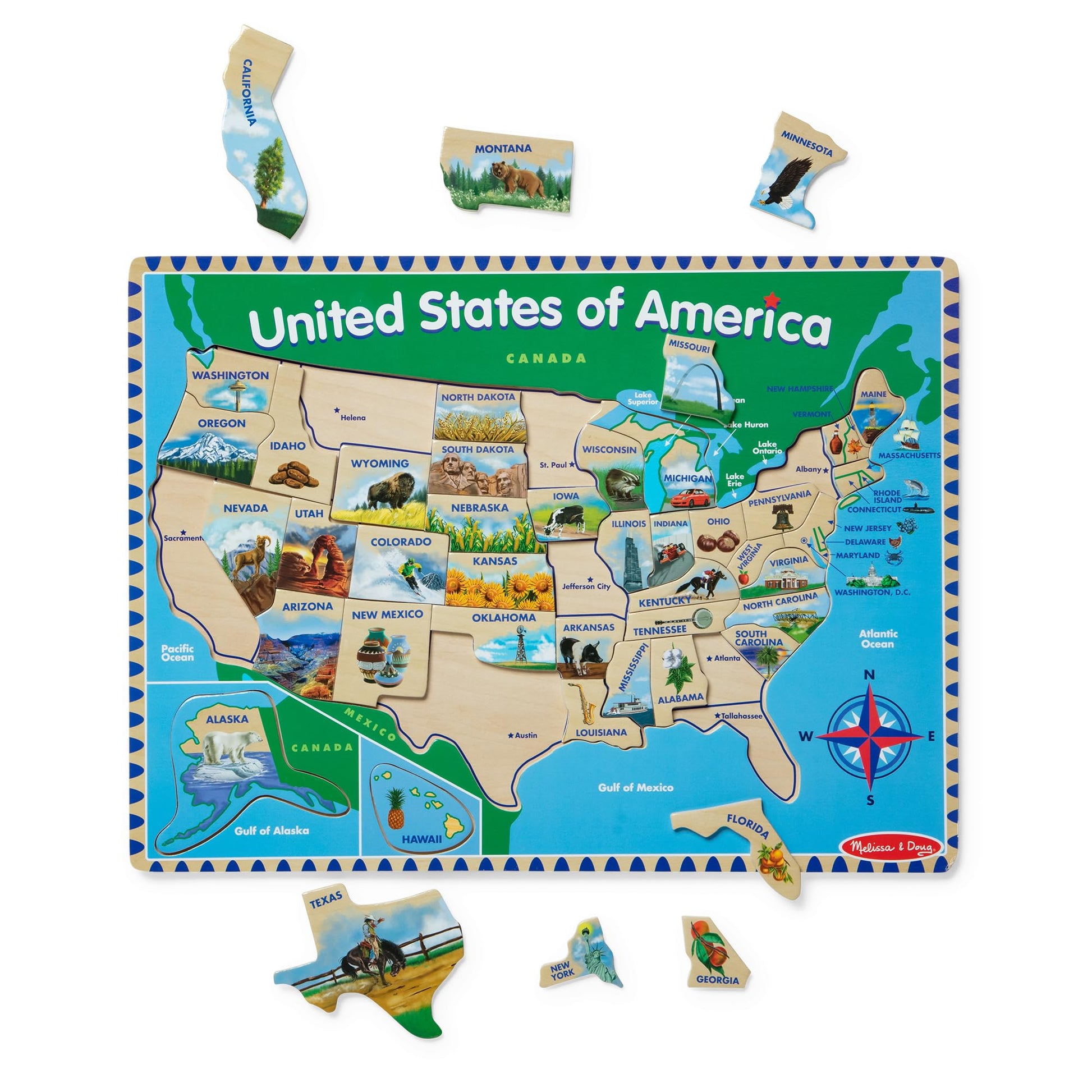 Melissa & Doug USA Map Wooden Puzzle (45 pcs)