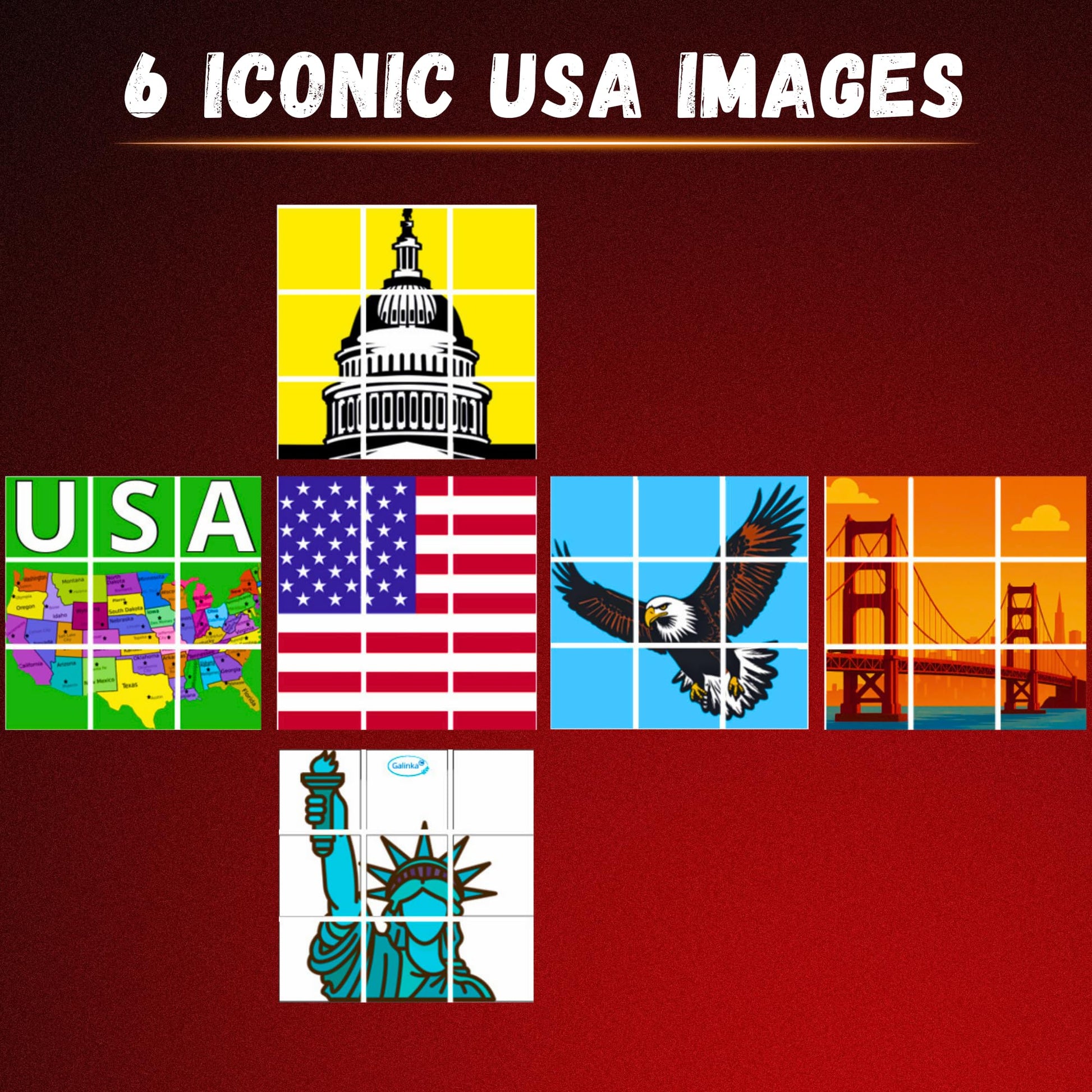 USA 3x3 Speed Cube Puzzle - American-Themed US Patriotic Brain Teaser Toy - Independence Day Decor American Flag, Collectible Souvenir Gift