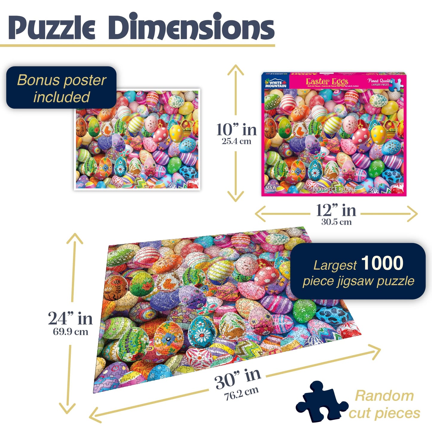 White Mountain 1000 Piece Jigsaw Puzzle Holiday Collage, Easter Eggs