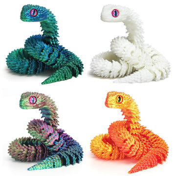 uyrzwek 4 Pcs 12in 3D Printed Snake Toys,3D Printed Animals for Easter Eggs Filled,Easter Basket Stuffers Essentials,Home Decor Christmas Fidget Toys