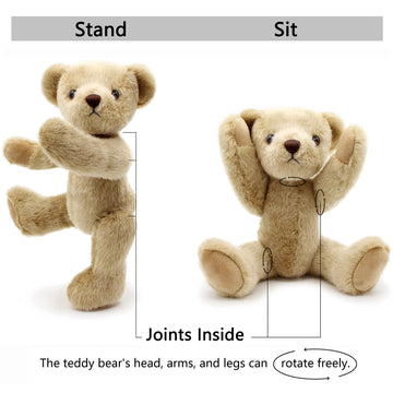 suepcuddly Jointed Teddy Bear Stuffed Animals Small Soft Plush Toy with Cloth (Pink Skirt 13Inch)