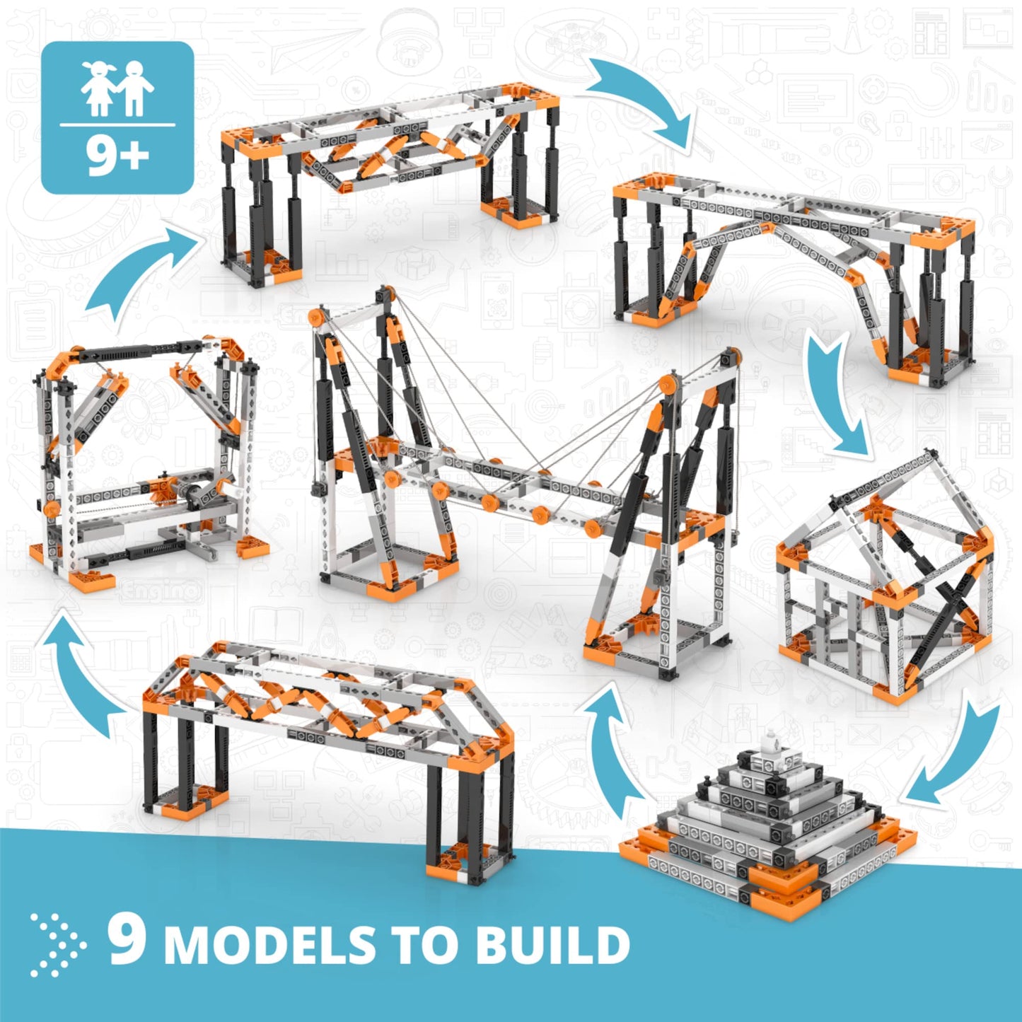 Engino- STEM Toys, Structures, Buildings & Bridges, Building Toys for Kids 9+, STEM Projects, Creative Engineering Kit, Gifts for Boys & Girls (9