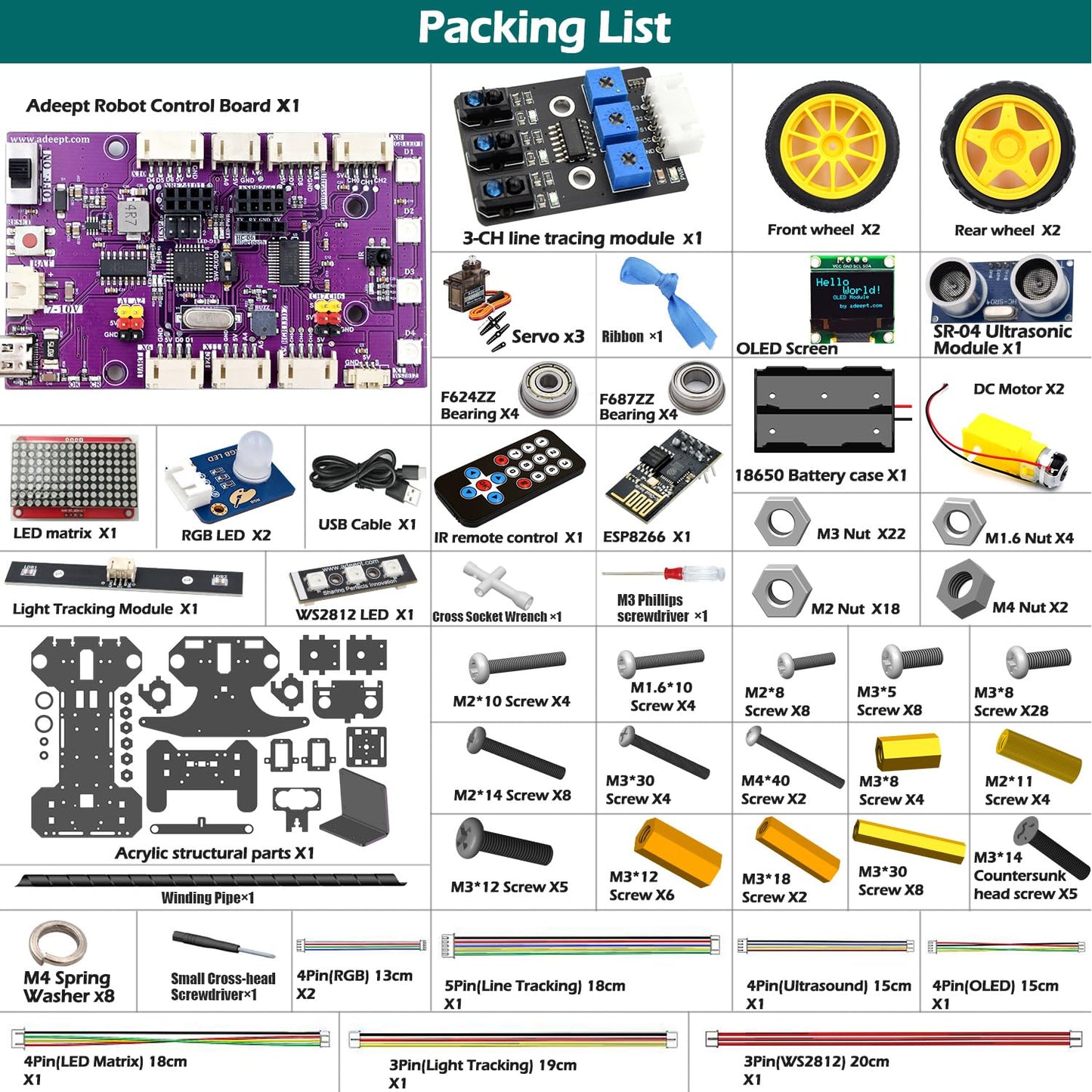 Adeept Smart Robot Car Kit for Arduino IDE, STEM Educational DIY Robotics