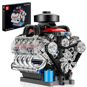 Mould King Mini V8 Engine Kits That Runs, Build Your Own Visible Car Motor, Physical Science Experiment Models for Teens, Best STEM Toy Gifts for 14+