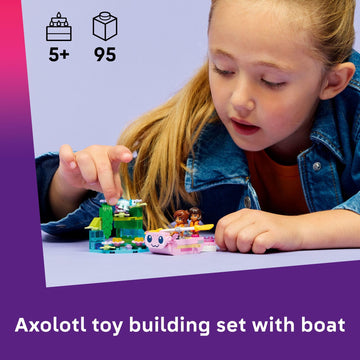 LEGO Friends Axolotl Adventure Boat Building Toy for Girls & Boys - Pretend Play Set for Kids, Ages 5+ - W/Leo Minidoll, Alba Microdoll, 2 Toy Pets, &