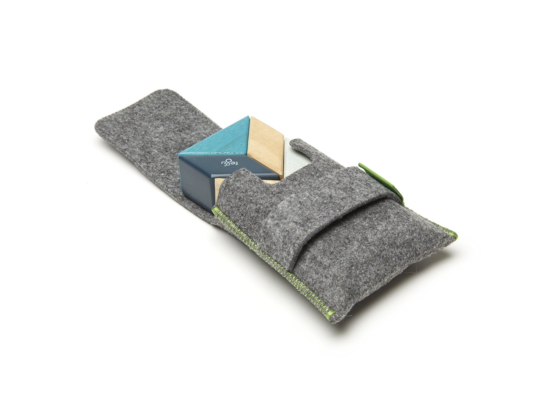 6 Piece Tegu Pocket Pouch Prism Magnetic Wooden Block Set, Blues