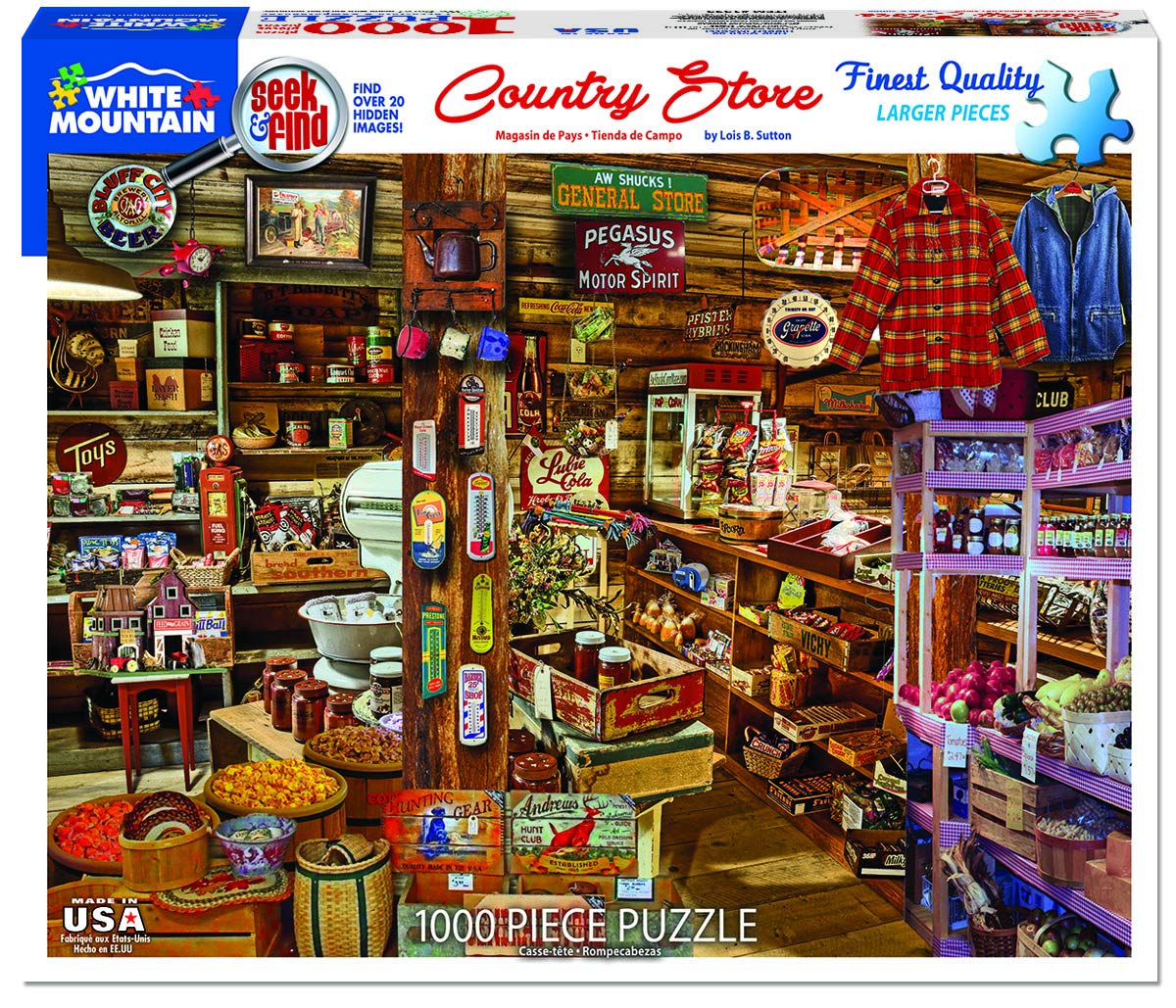 White Mountain 1000 Piece Jigsaw Puzzle, Country Store Seek & Find