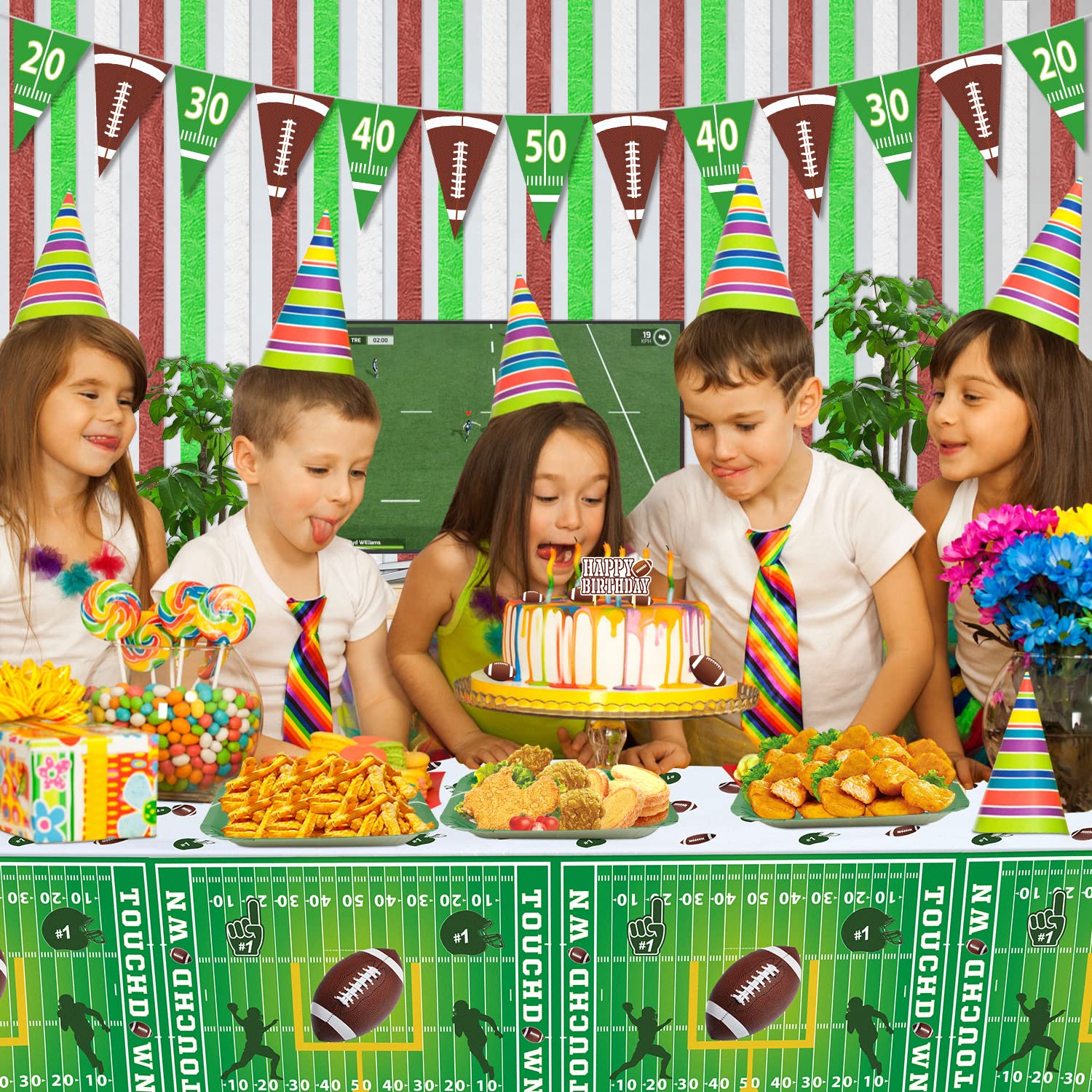Dvaorc 4 Pack Football Table Covers - 51x86 Inch Football Tablecloths - Birthday Party Theme
