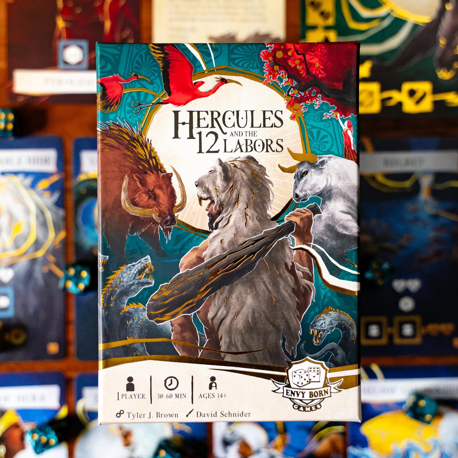 Envy Born Games Hercules and the 12 Labors - Solo Card & Dice Game | Mythology Strategy Adventure | Complete Epic Quests, Battle Monsters & Unlock