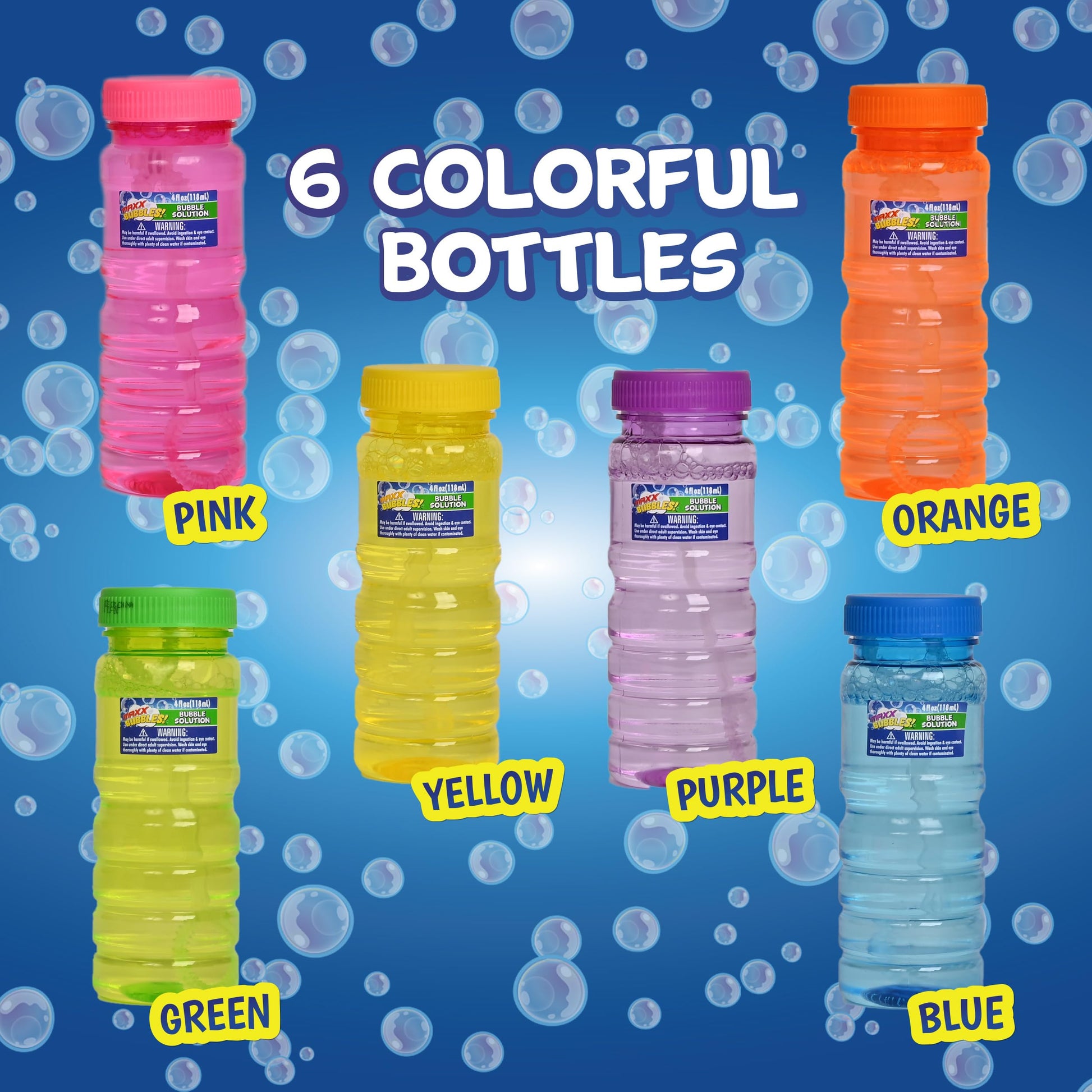 Sunny Days Maxx Bubbles 6 Pack - 4 oz Bottles, 6-Hole Wands - Ages 3+