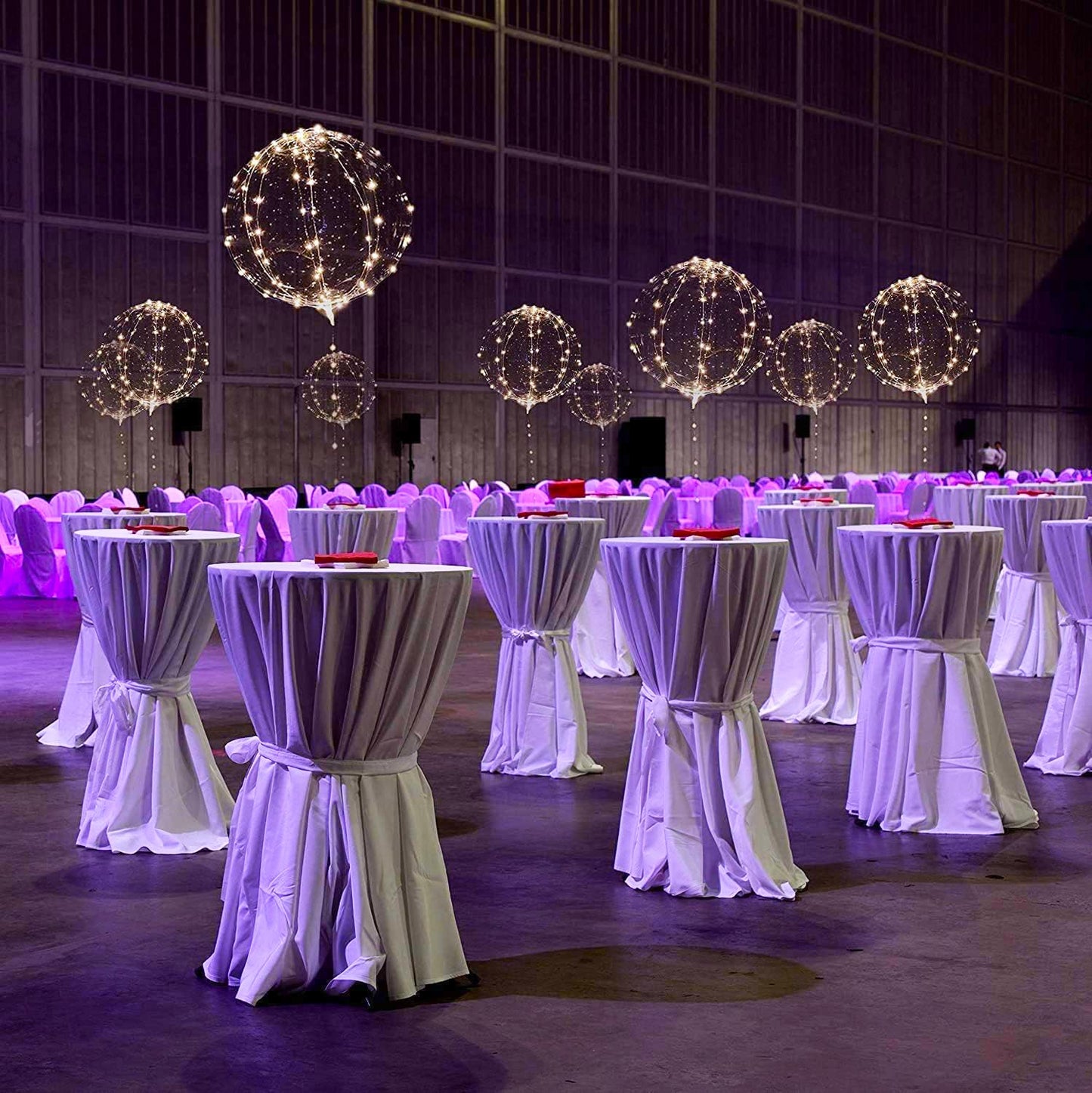 Party Led Balloons, 18 Packs Light Up Balloon Battery Included 3 Meters String Lights Inflated Size 22 Inches Clear Balloon, for Birthday Party
