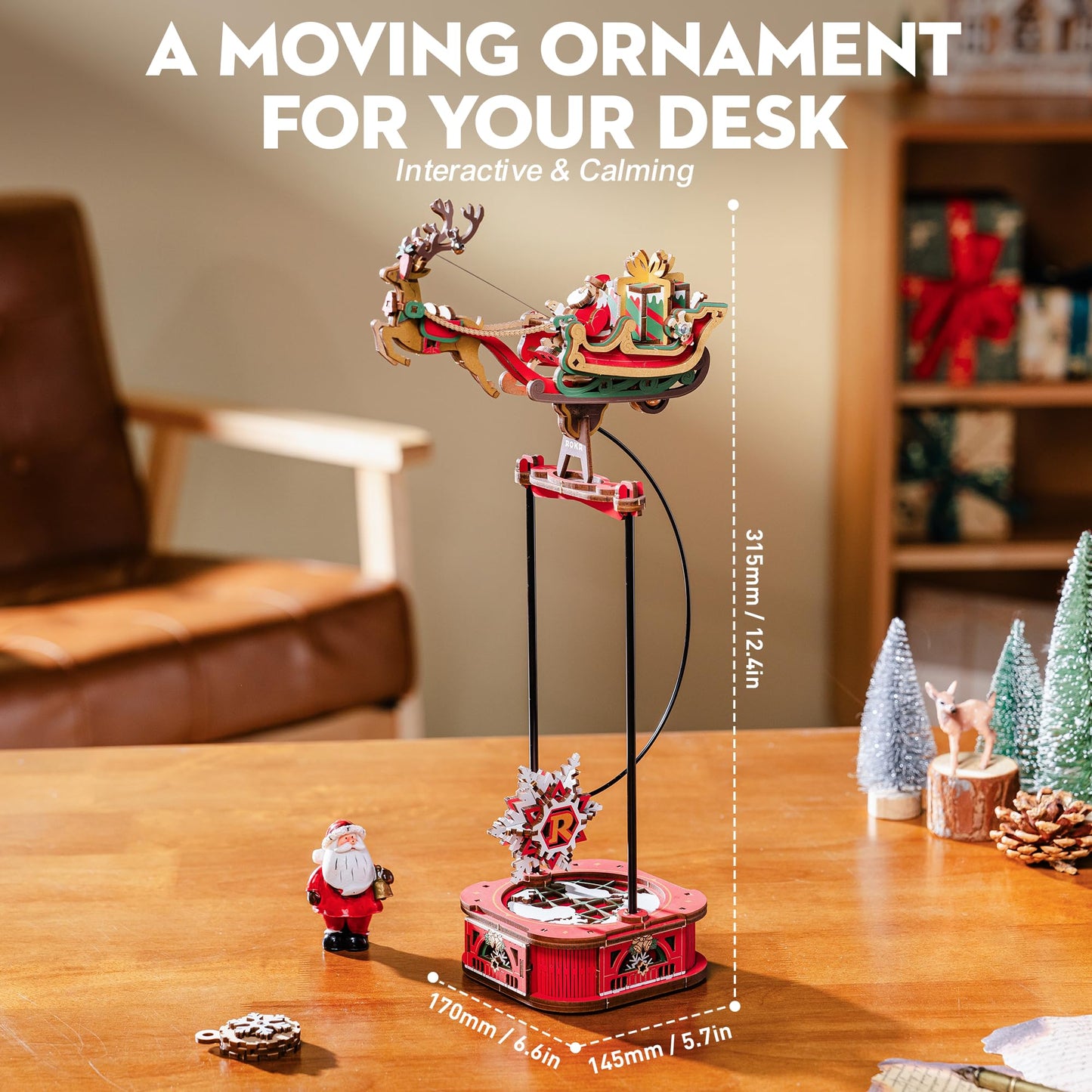 ROBOTIME 3D Wooden Puzzle for Adults - A Relaxing & Creative Wood Craft Model Kit to Build an Elegant Christmas Display for Home Decor