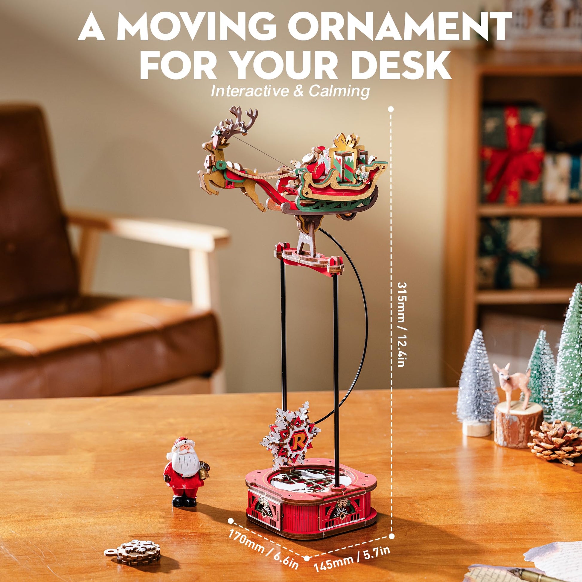 ROBOTIME 3D Wooden Puzzle for Adults - A Relaxing & Creative Wood Craft Model Kit to Build an Elegant Christmas Display for Home Decor