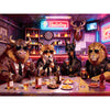 Dryrobatty Jigsaw Puzzles for Adults 1000 Pieces, Neon Bar Animals in Suits Vintage Pop Art Jigsaw with Fox, Lion, Bull & Dog in Shades, 28x20 Inch