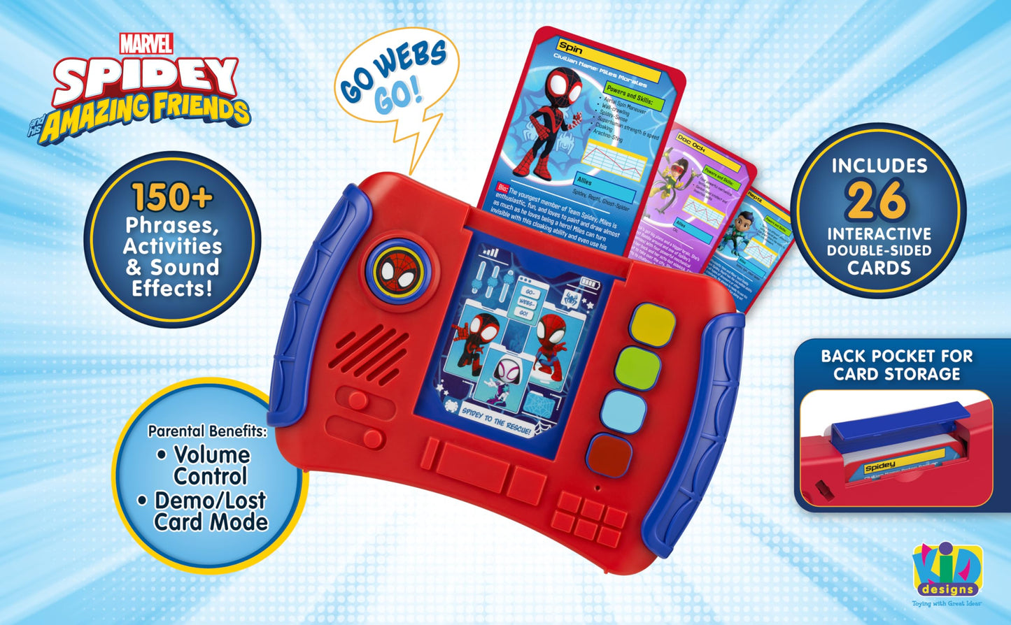 Spidey and His Amazing Friends Play and Learn Web-Ster with Preschool Games, Toddler Toys Designed for Fans of Spidey Toys
