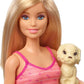 Barbie Doll, Blonde, and Playset with 3 Puppies, Bathtub and Accessories, Gift for 3 to 7 Year Olds