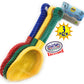 Matty's Toy Stop 10.5" Kids Multi-Color Sand Scoop Plastic Shovels for Sand & Beach (Red/Blue, Yellow/Green & Green/Yellow) Complete Gift Set Bundle
